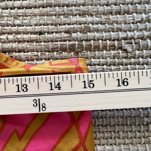 Trina Turk Silk Orange and Gold T Back Sleeves Blouse - Picture 10 of 12